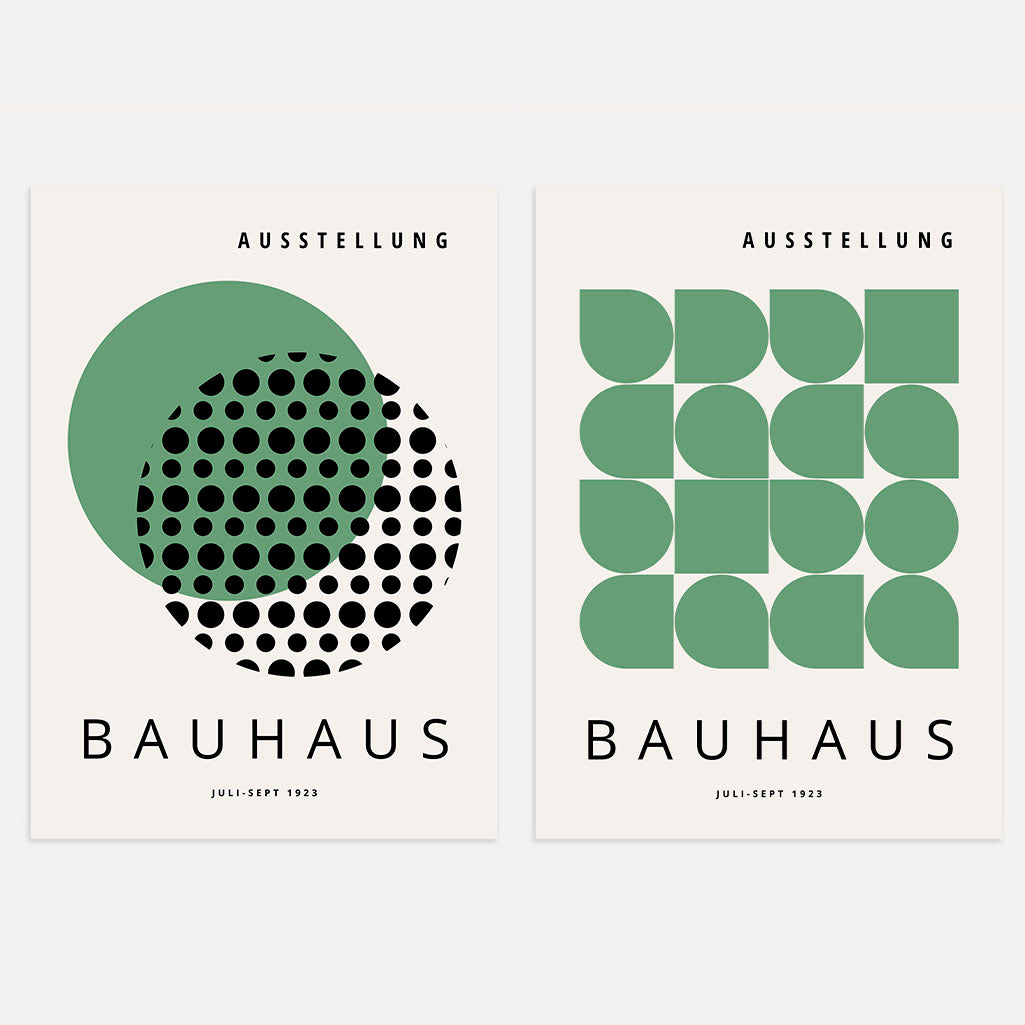 Bauhaus Geometría verde – Set de 2 pósteres