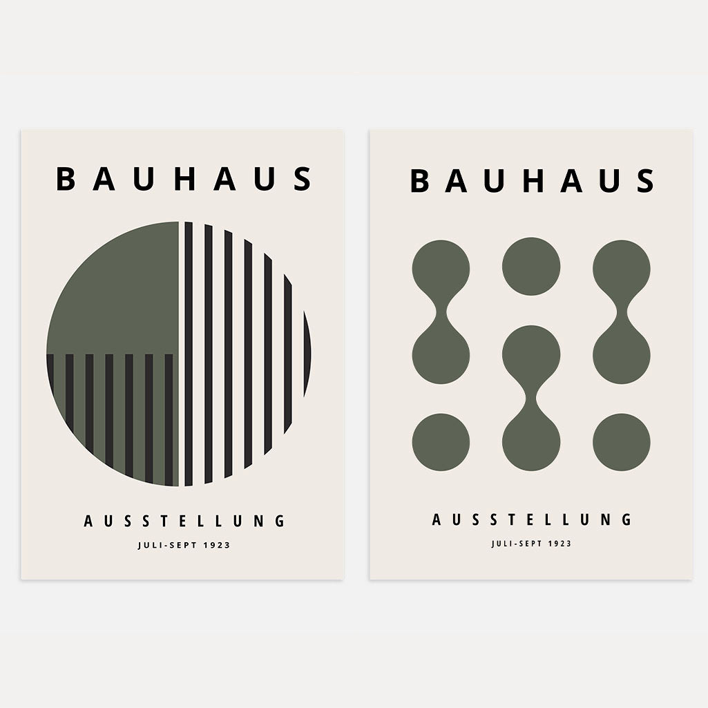 Bauhaus Verde oliva – Set de 2 pósteres