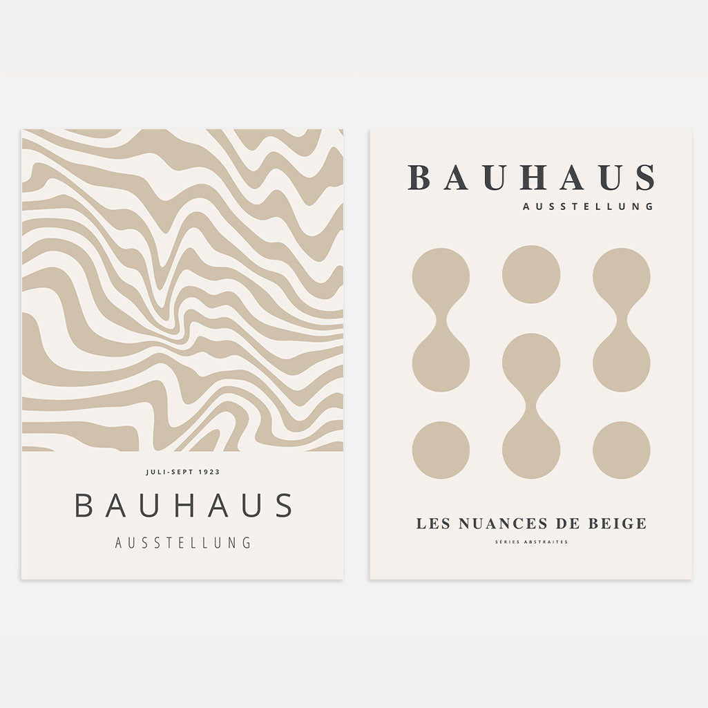 Bauhaus Abstracto Beige – Set de 2 pósteres