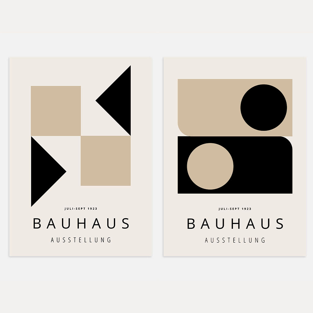 Bauhaus Beige Negro Equilibrio – Set de 2 pósteres