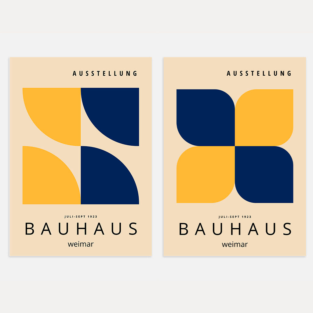 Bauhaus Azul Marino Amarillo – Set de 2 pósteres