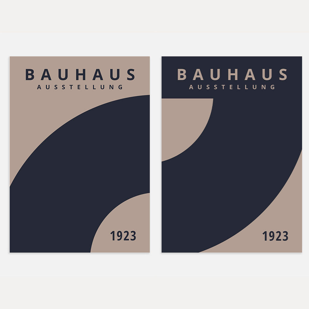 Abstracción Azul Marino Bauhaus – Set de 2 pósteres