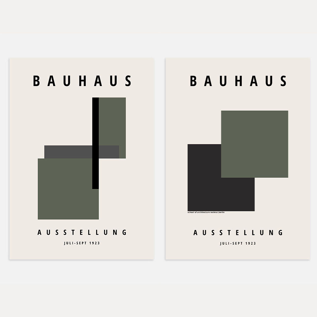 Bauhaus Verde y grafito – Set de 2 pósteres