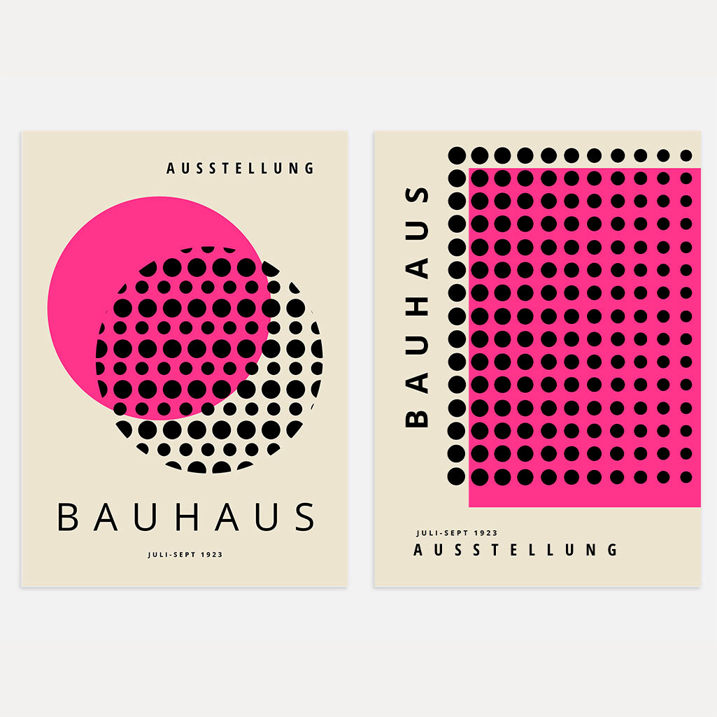 Dúo Bauhaus Rosa Negro – Set de 2 pósteres