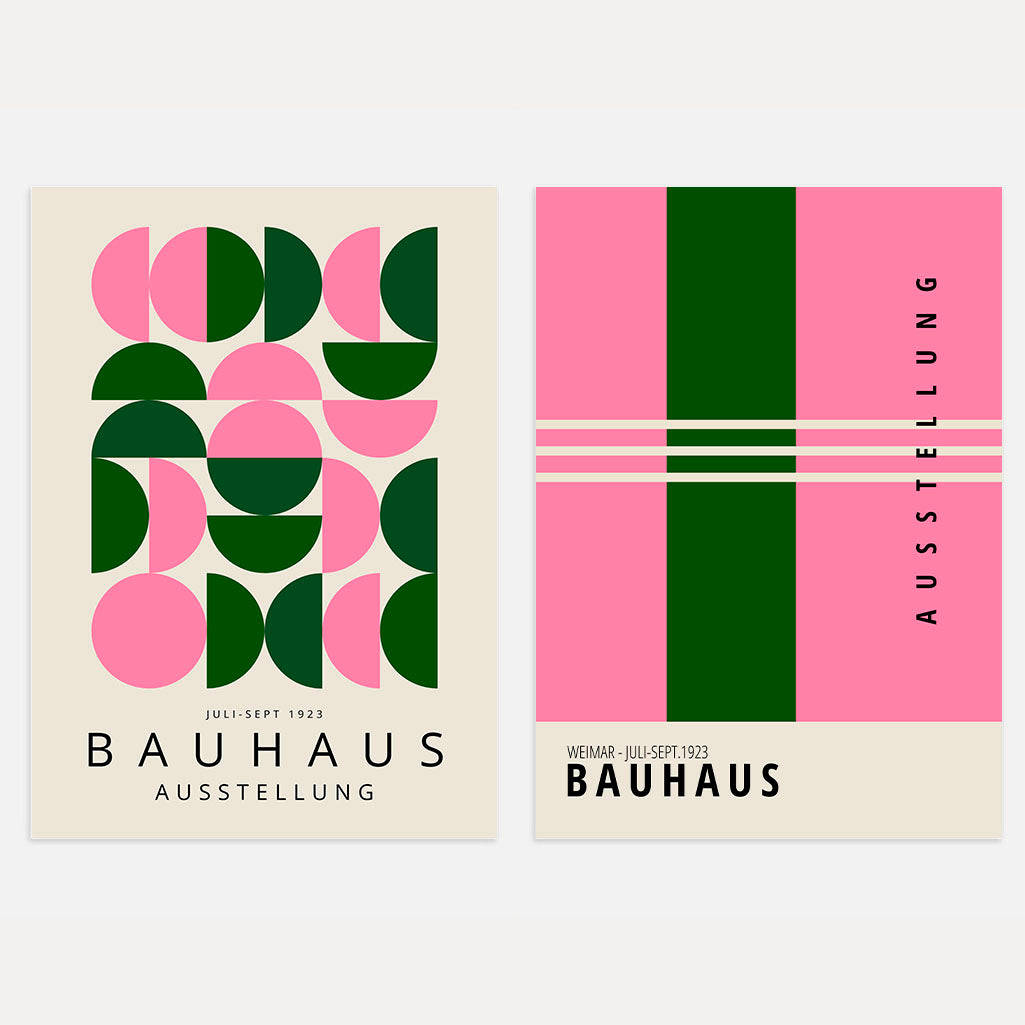 Bauhaus Rosa Verde Ritmo – Set de 2 pósteres