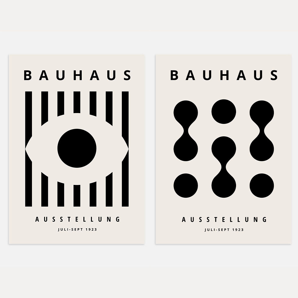 Bauhaus Negro Beige Contraste – Set de 2 pósteres