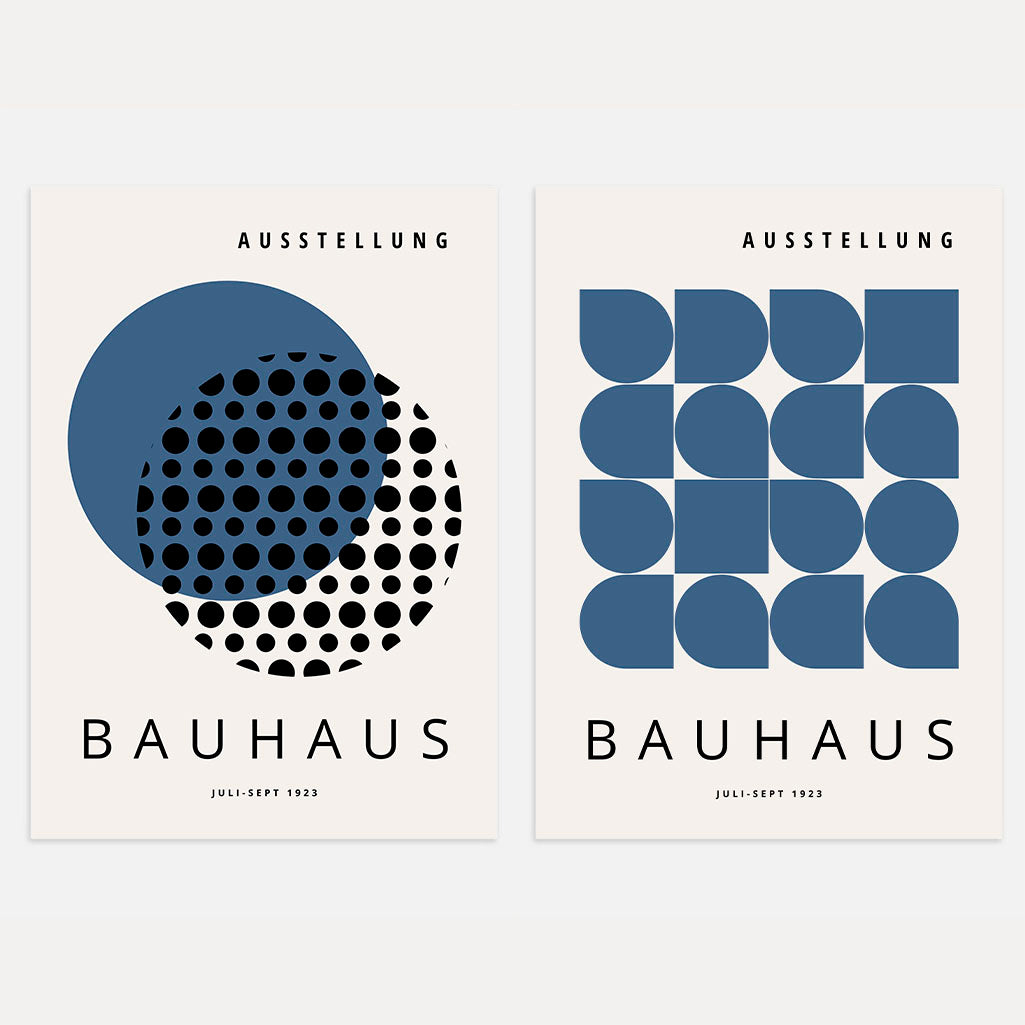 Bauhaus Minimal Azul marino – Set de 2 pósteres