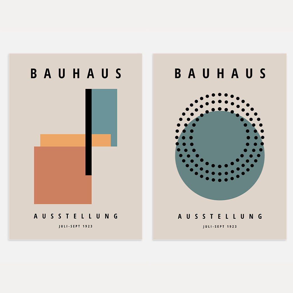 Bauhaus Verde Terracota Equilibrio – Set de 2 pósteres