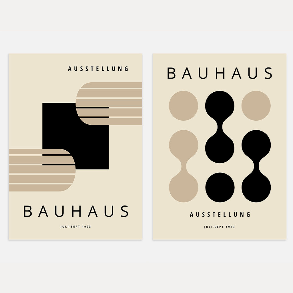 Bauhaus Geometría Beige – Set de 2 pósteres
