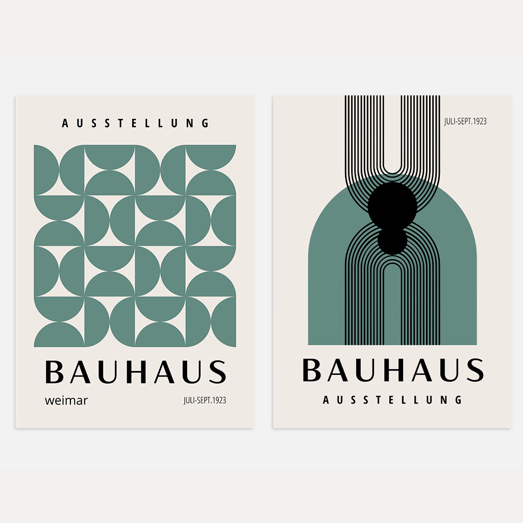 Bauhaus abstractas Verde – Set de 2 pósteres