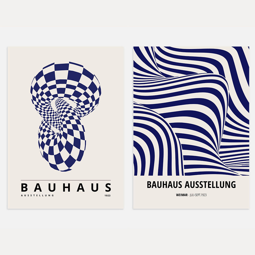 Bauhaus Ilusión Azul Marino – Set De 2 Pósteres