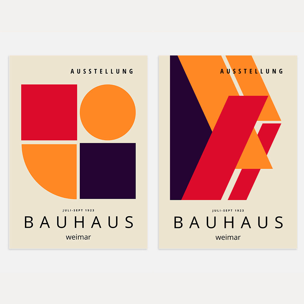 Bauhaus Abstracción Rojo – Set De 2 Pósteres