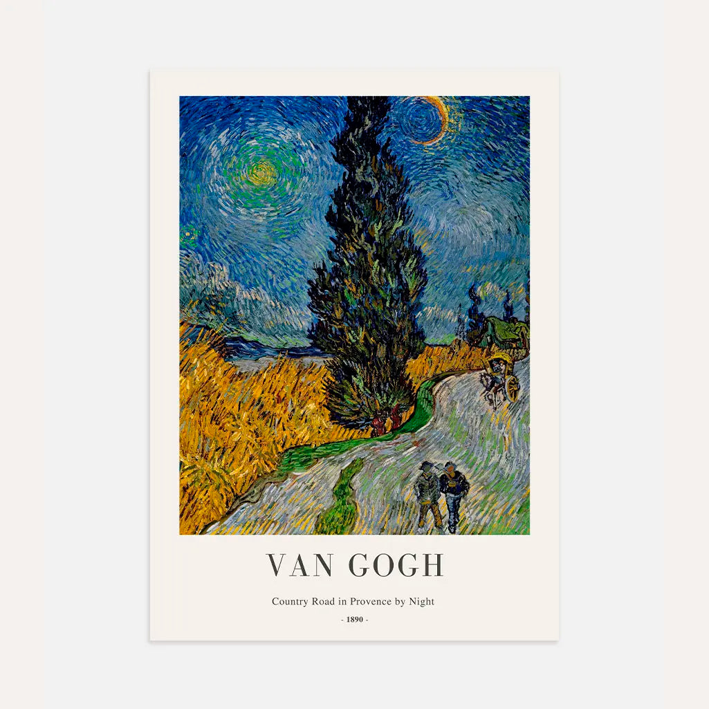 Póster Vincent van Gogh – Camino rural en Provenza de noche