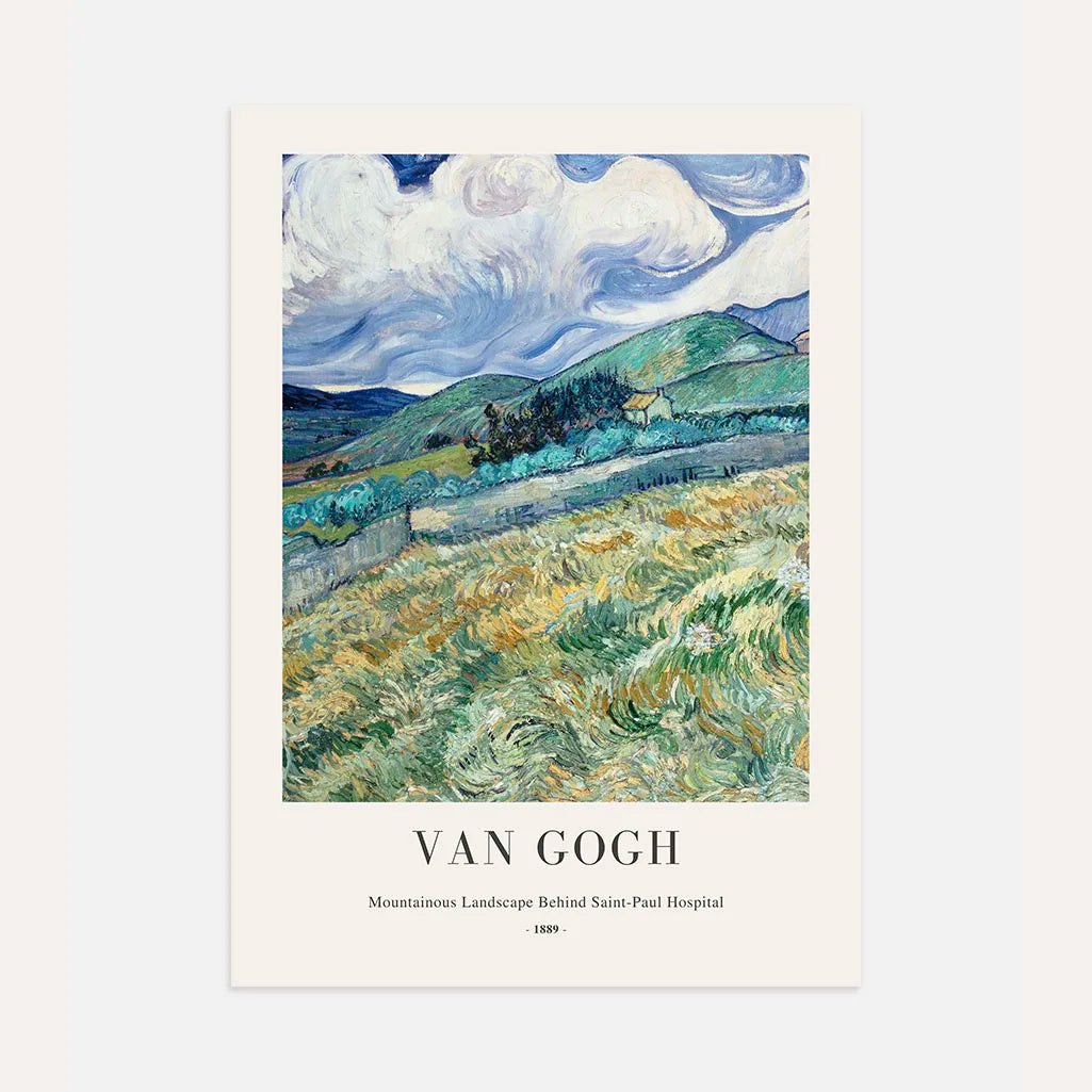 Póster Vincent van Gogh – Paisaje montañoso detrás del hospital Saint-Paul
