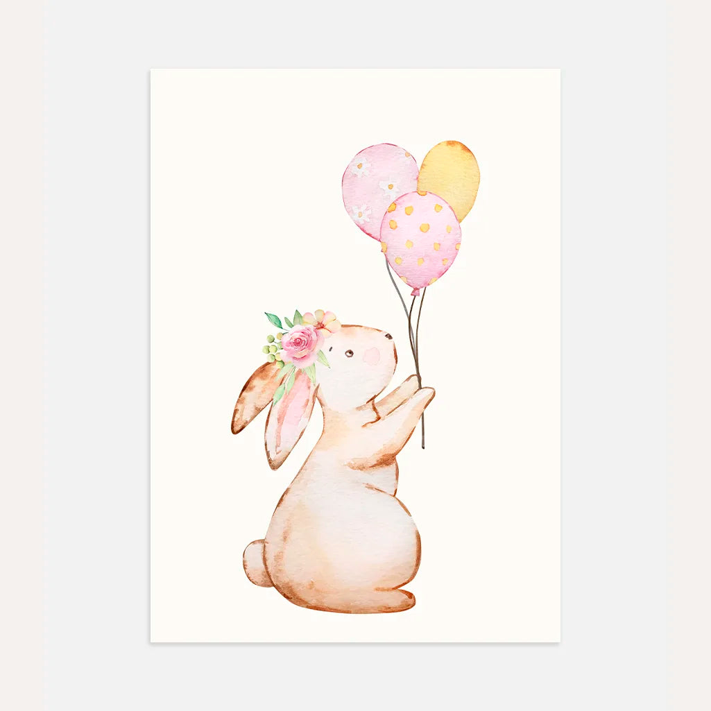 Bunny with Balloons Poster