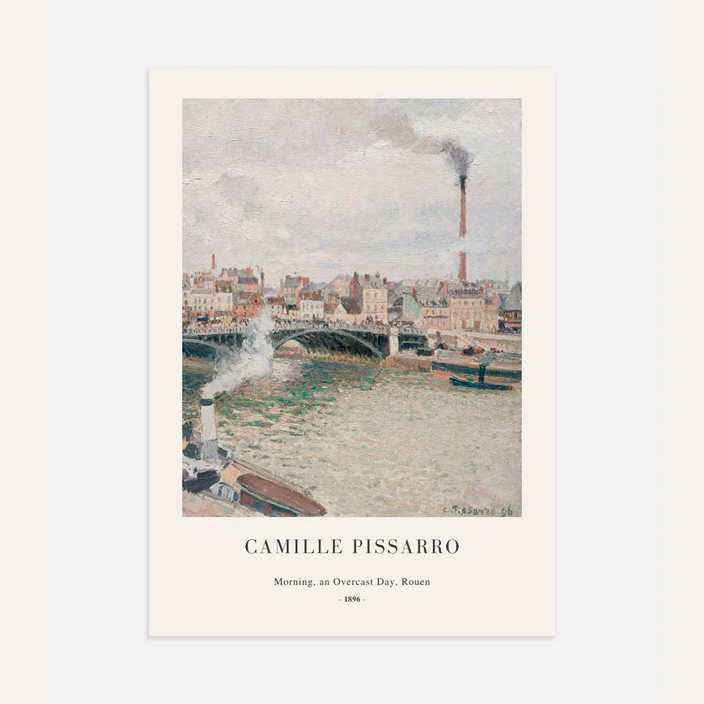 Camille Pissarro – Mañana, día nublado, Ruan Póster