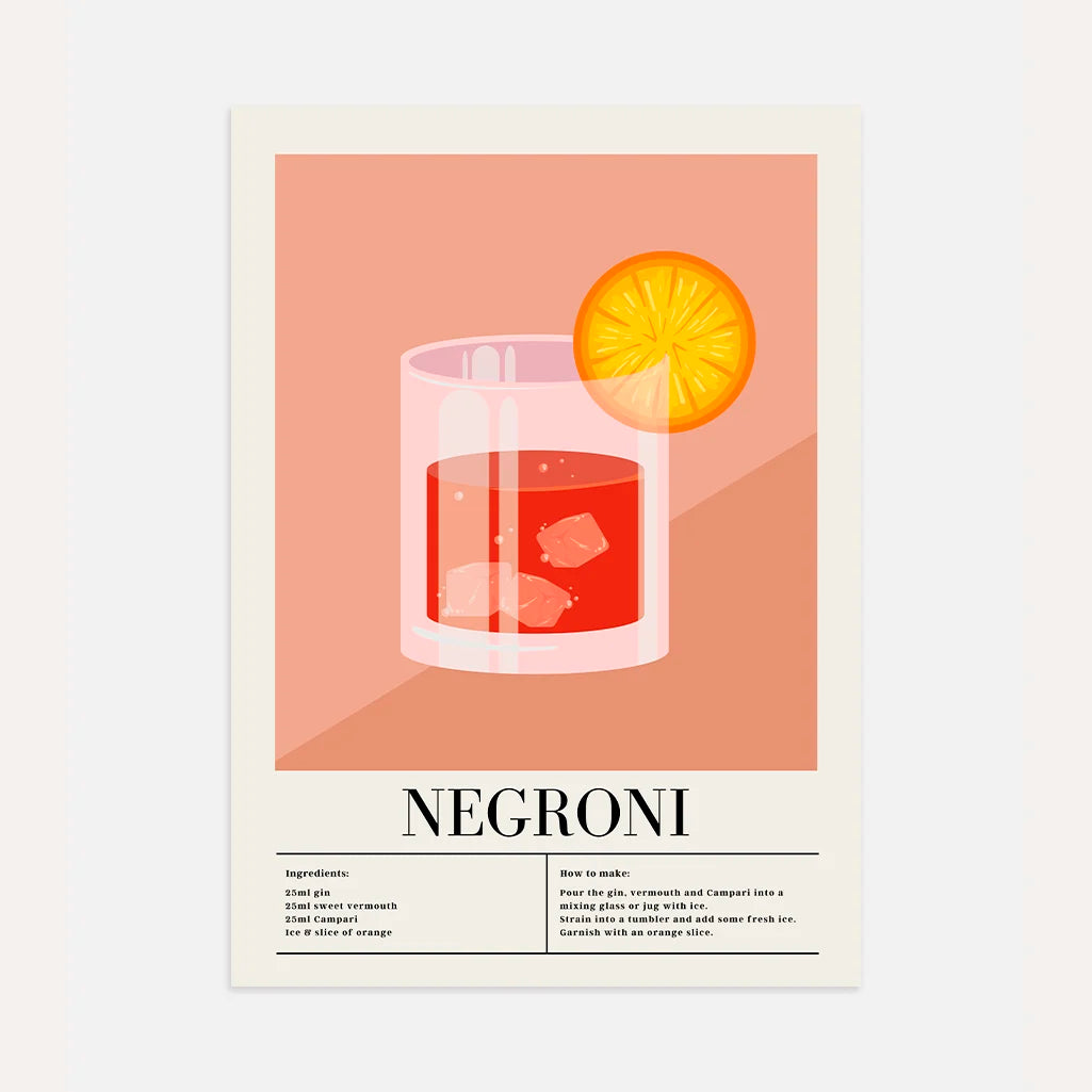 Póster Vaso Cocktail Negroni