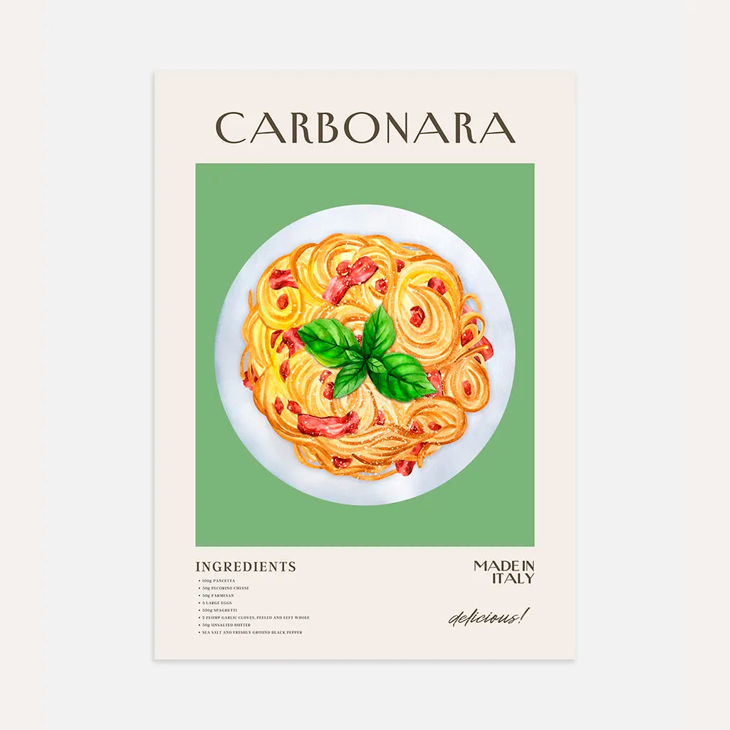 Póster Ilustración Pasta Carbonara