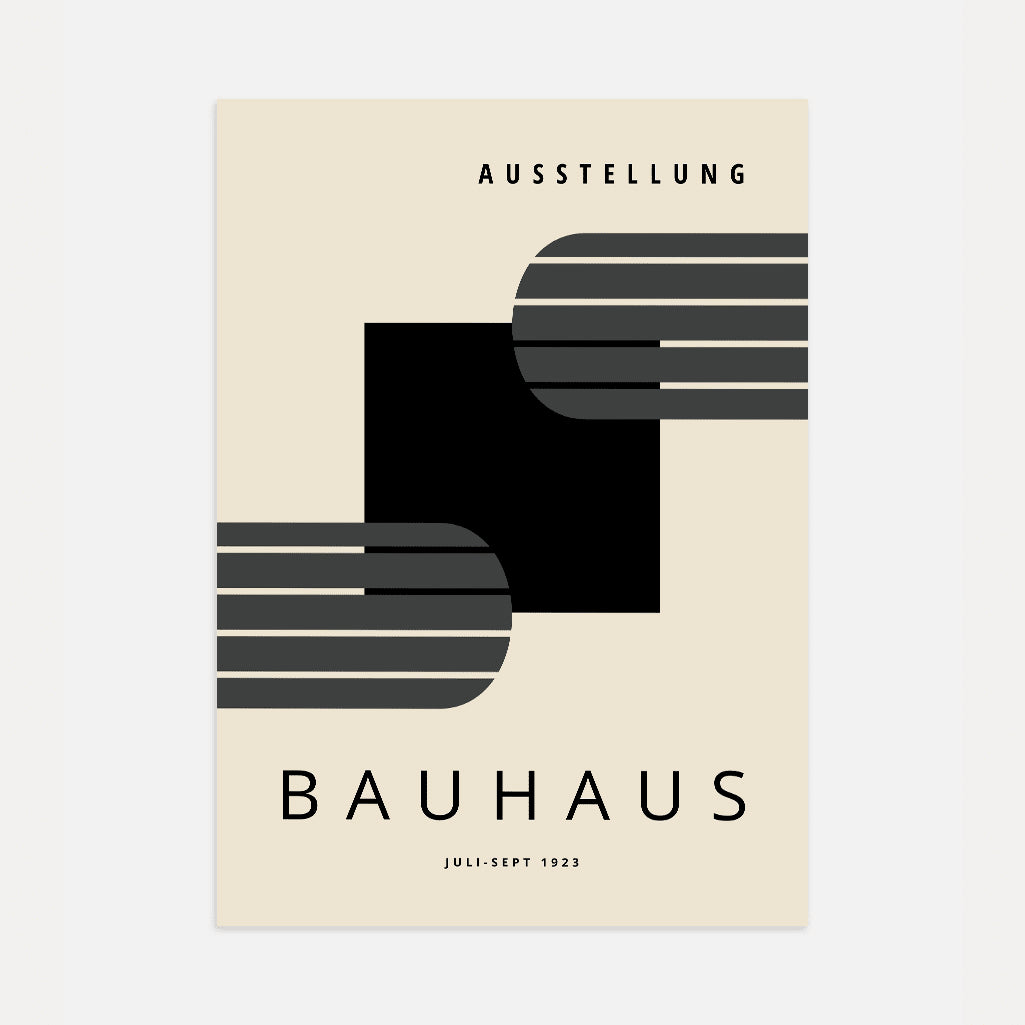 Bauhaus Líneas Cuadrado Negro Póster