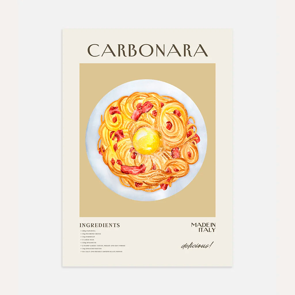 Póster Pasta Carbonara Ilustración