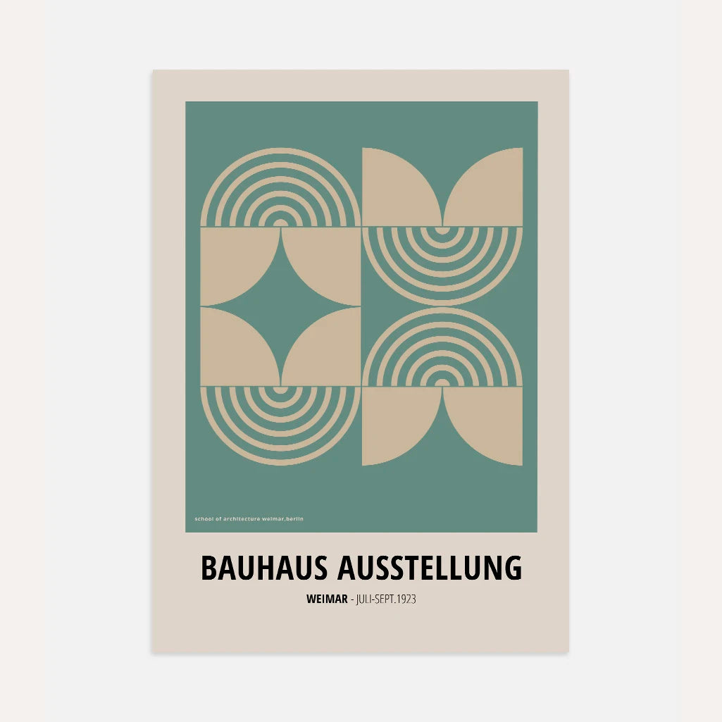 Póster Bauhaus Simetría Verde Beige