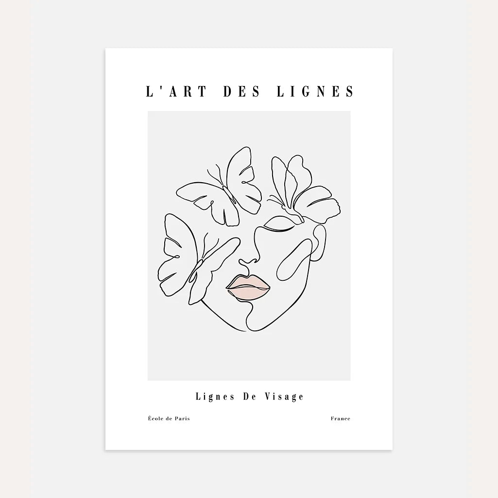 Póster – Rostro con mariposas
