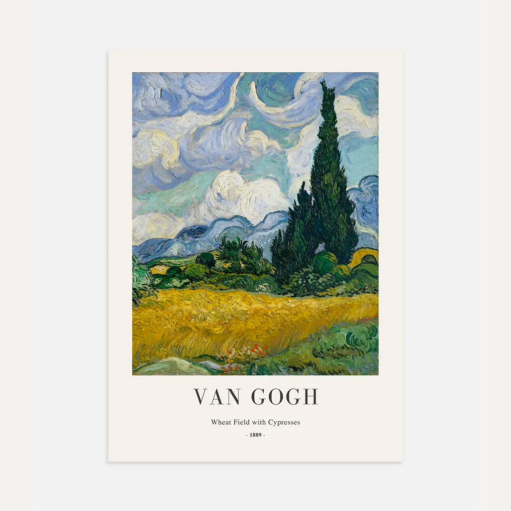 Póster Vincent van Gogh – Campo de trigo con cipreses