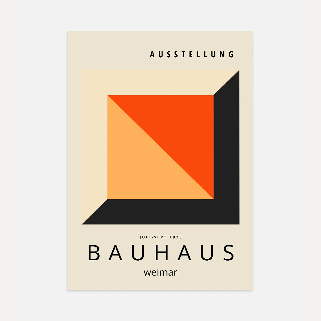 Póster Bauhaus Cubo Rojo Naranja