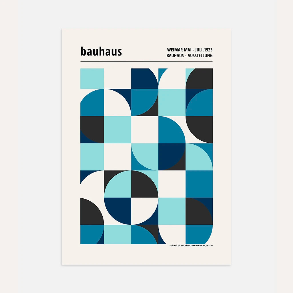 Bauhaus Azul Simetría Póster