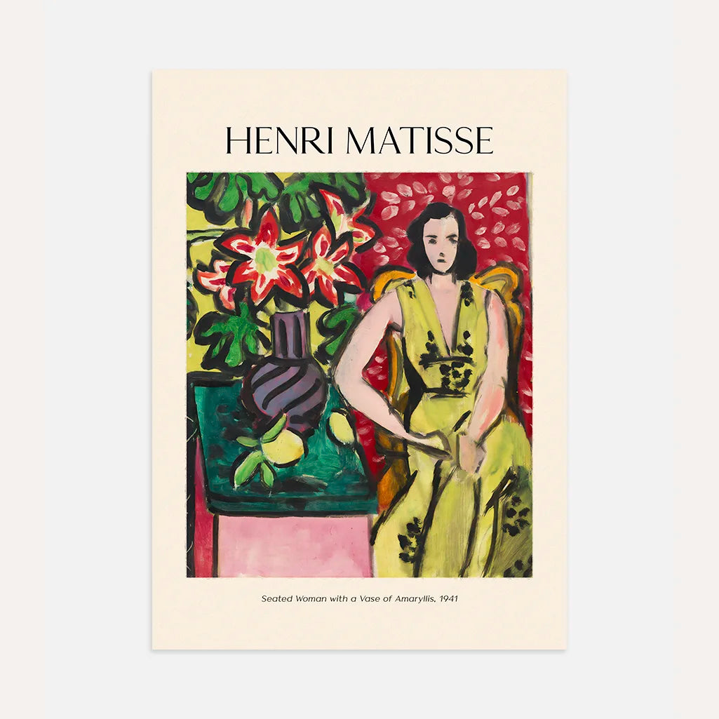 Henri Matisse Póster – Mujer sentada con jarrón de amarilis