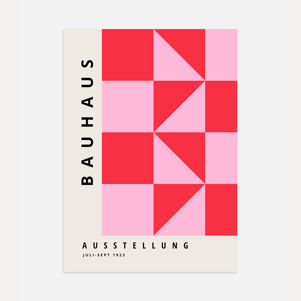 Bauhaus Triángulos Rojo Rosa Póster