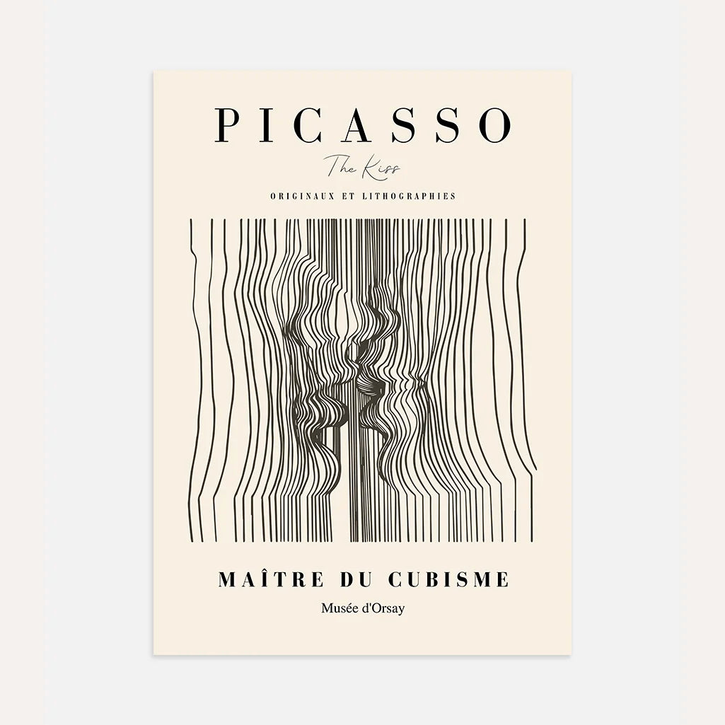 Póster inspirado en Pablo Picasso – Beso lineal
