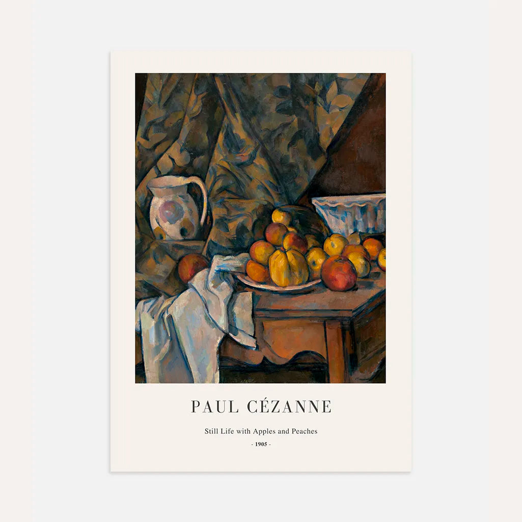 Paul Cézanne – Naturaleza muerta con manzanas y melocotones Póster