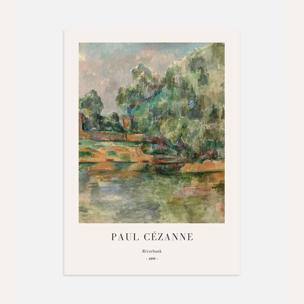 Paul Cézanne – Paisaje de ribera formato vertical Póster