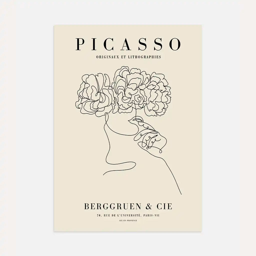 Póster inspirado en Pablo Picasso – Flores lineales