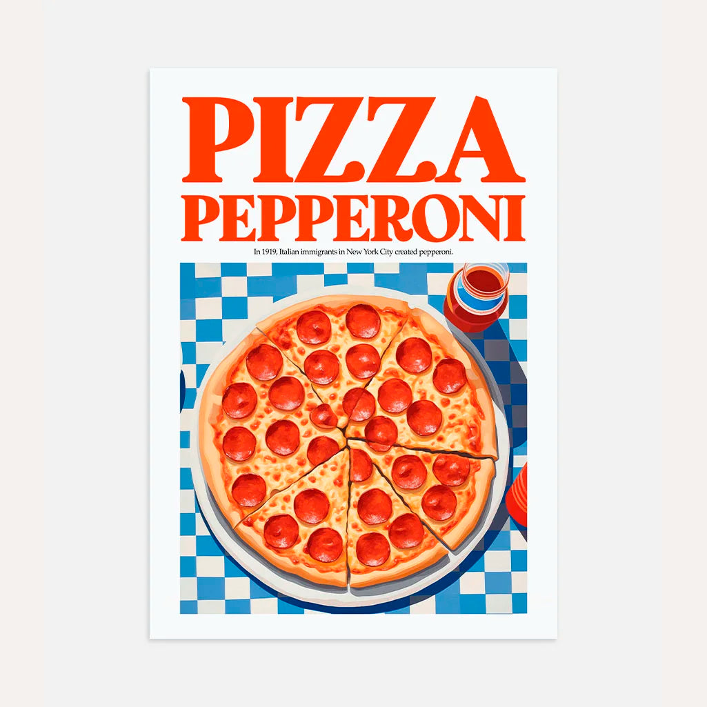 Póster Ilustración Pizza Pepperoni