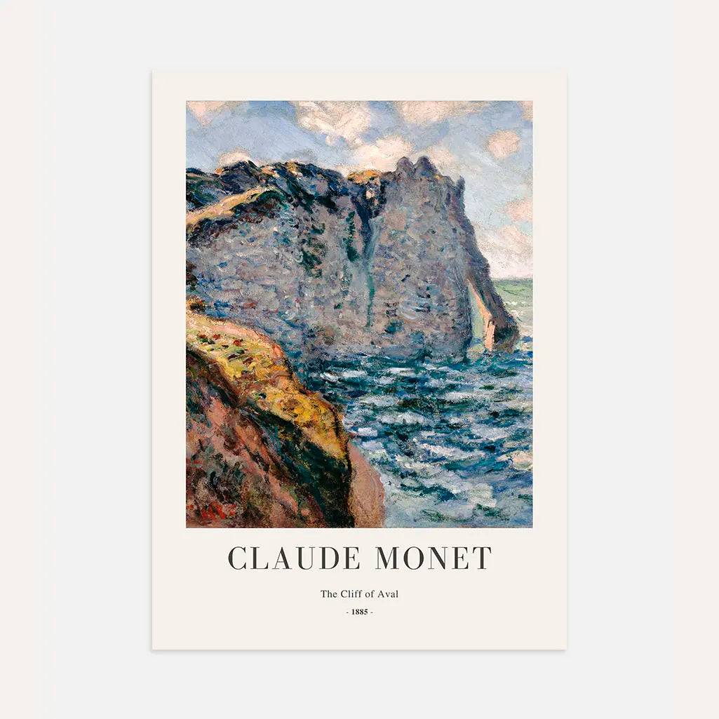 Claude Monet – El acantilado de Aval, Étretat Póster