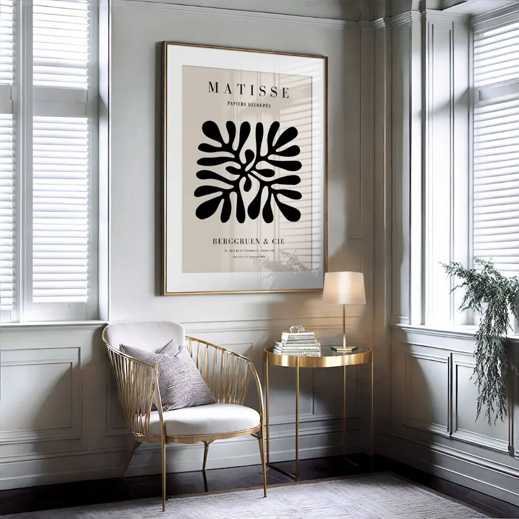 Henri Matisse – Póster Minimalista Beige y Negro