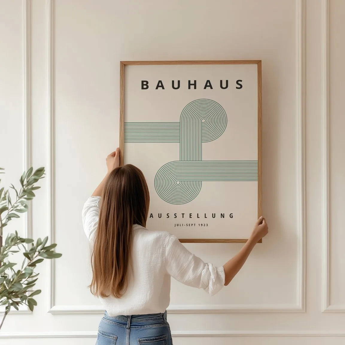 Bauhaus Intersección De Líneas Verdes Póster