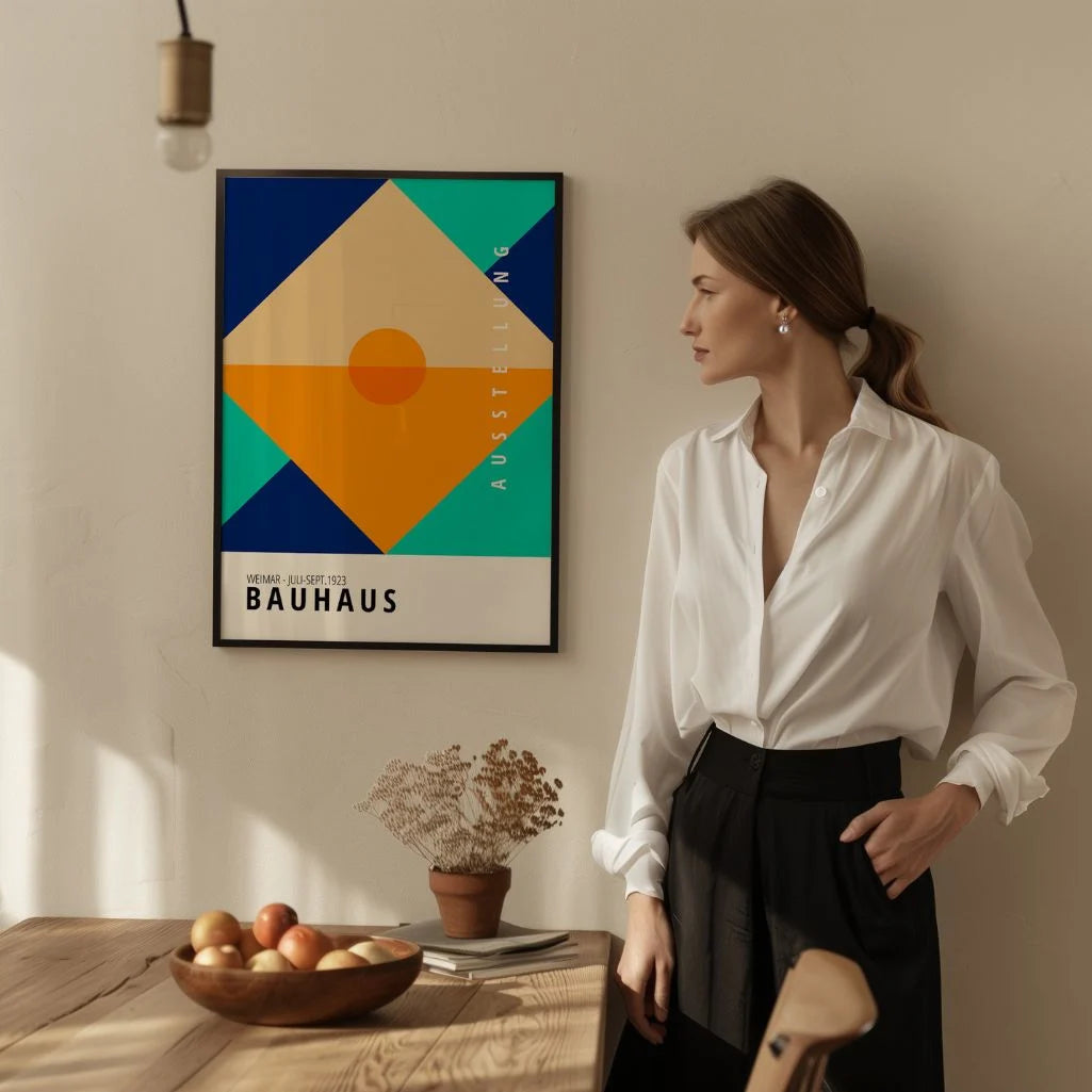 Bauhaus Naranja Turquesa Póster