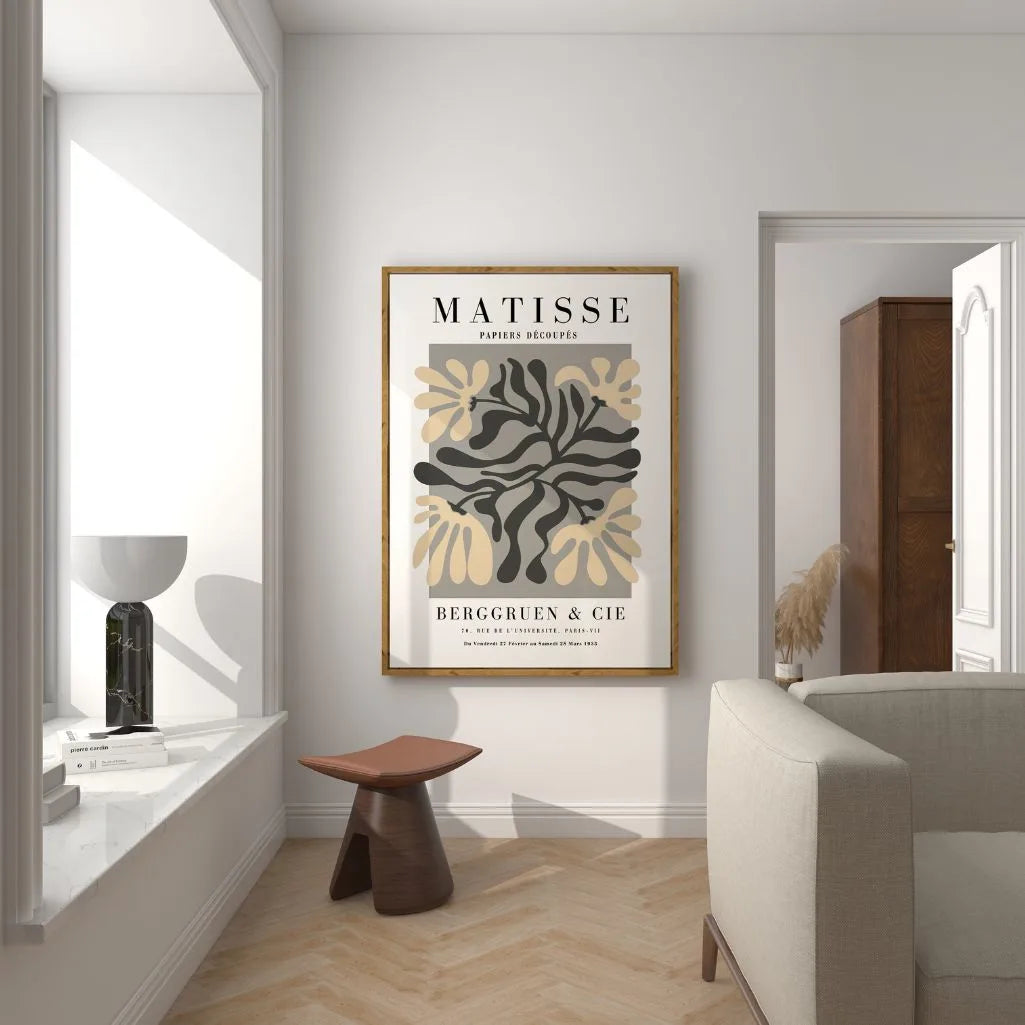 Póster Matisse Hojas Beige Gris