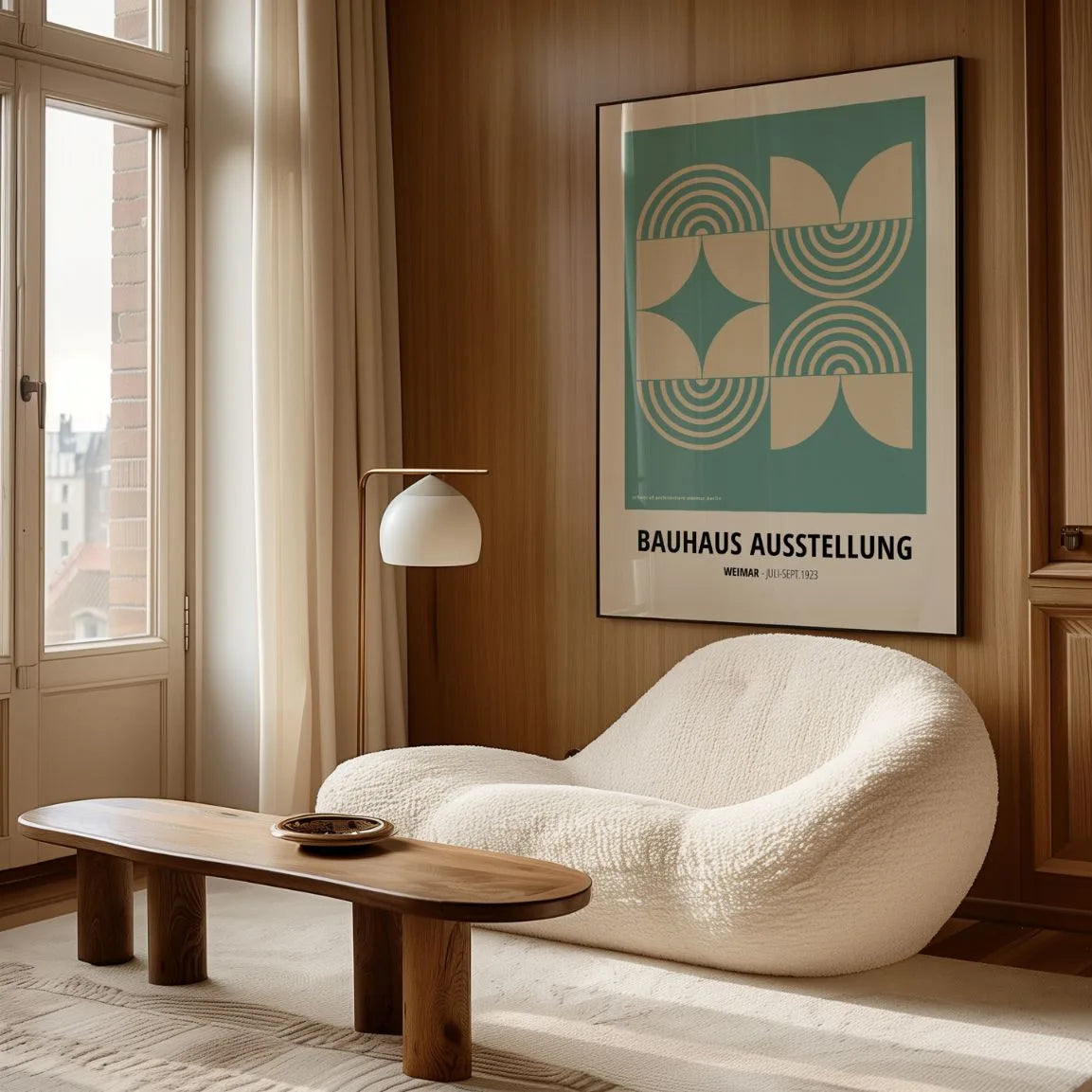 Póster Bauhaus Simetría Verde Beige