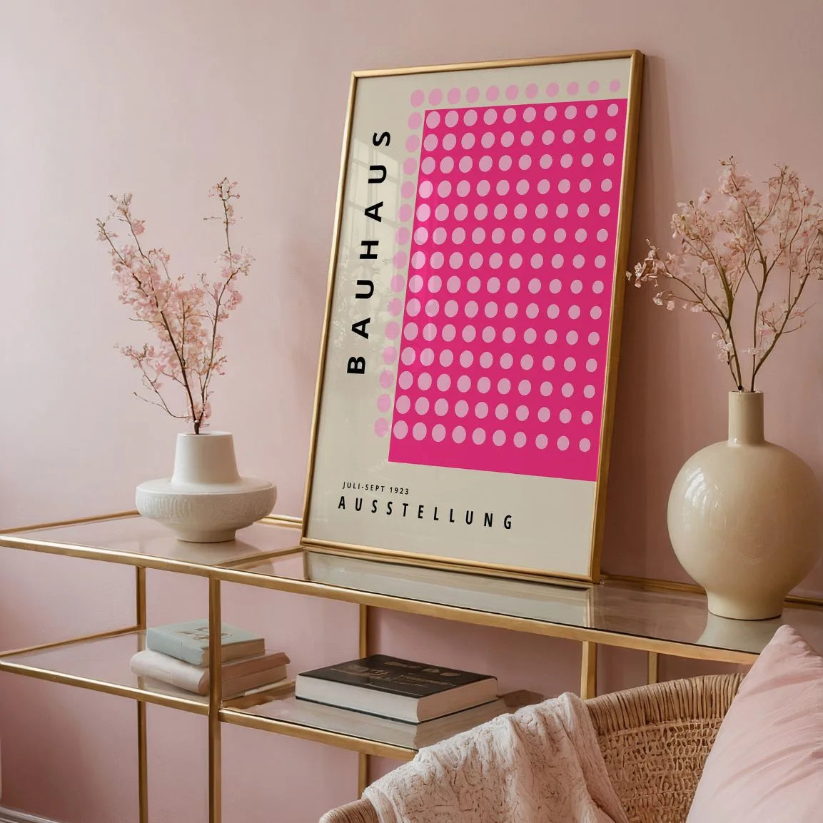 Bauhaus Ritmo De Puntos Rosas Póster