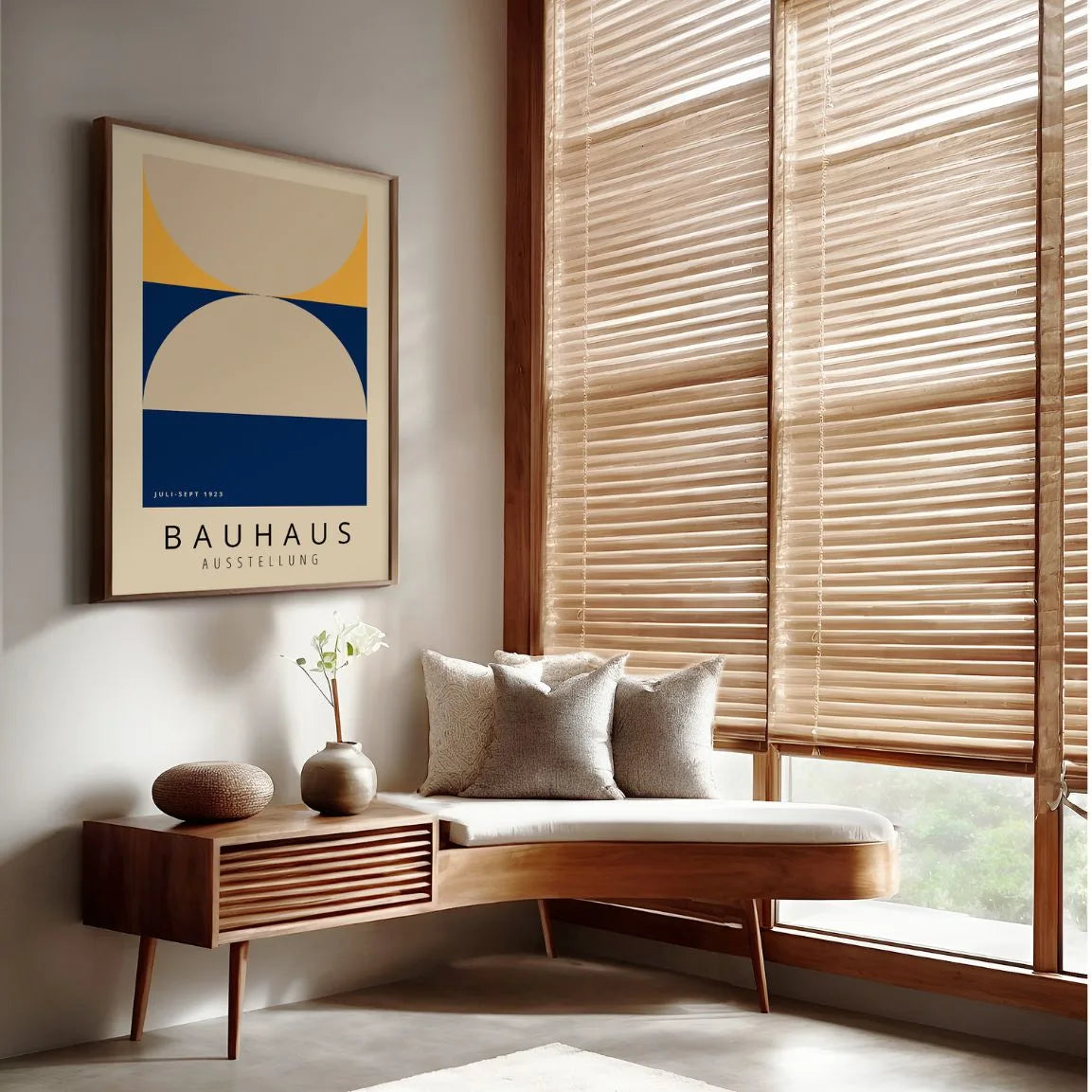 Bauhaus Beige Azul Marino Póster