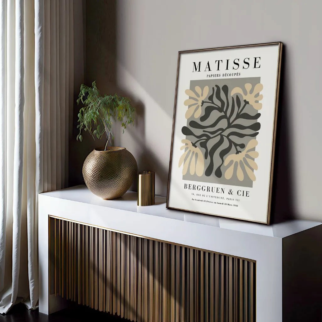 Póster Matisse Hojas Beige Gris