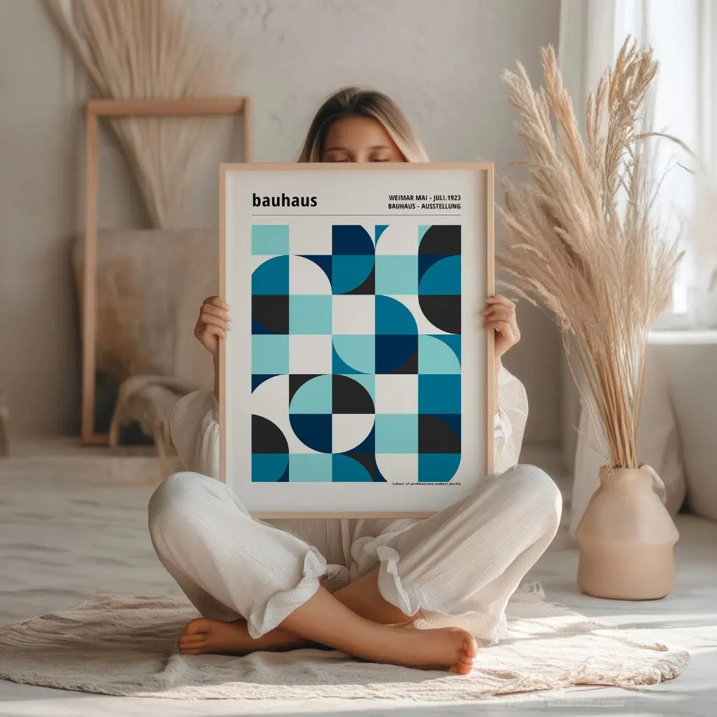 Bauhaus Azul Simetría Póster