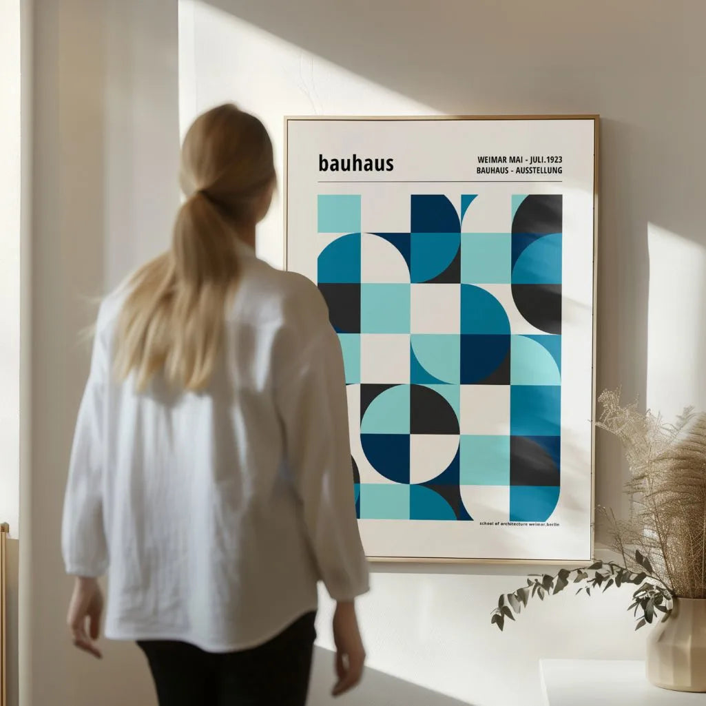 Bauhaus Azul Simetría Póster
