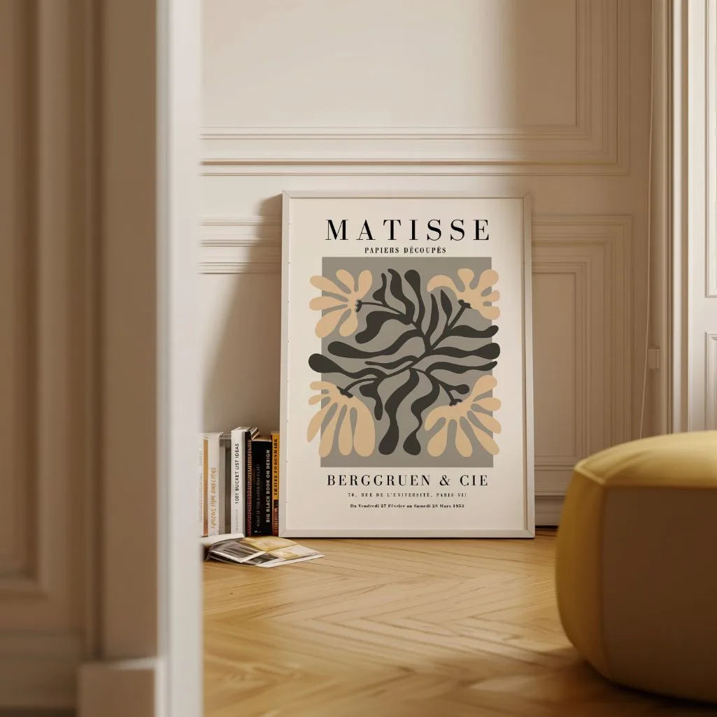 Póster Matisse Hojas Beige Gris