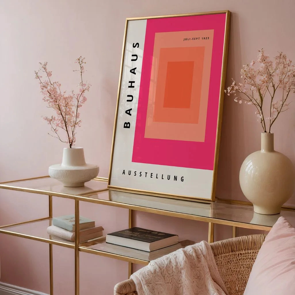 Bauhaus Degradado Rosa Póster