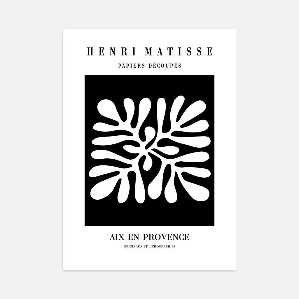 Póster Matisse Blanco Sobre Negro Recorte